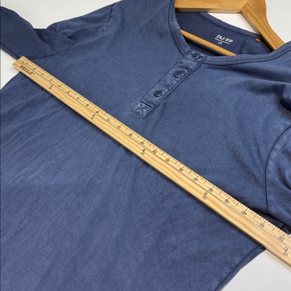 DU/ER Men's Blue Long Sleeve Henley Shirt size Large - Picture 4 of 7